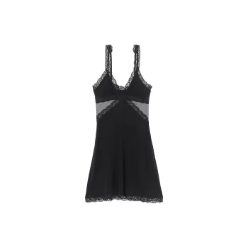 Victoria's Secret PINK ADORE ME Primrose Sleep Dress/Jet Black Nightgown Women's Black