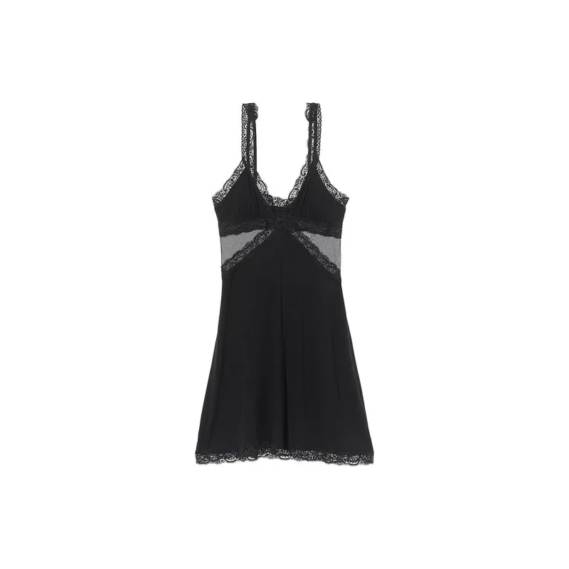 Victoria's Secret PINK ADORE ME Primrose Sleep Dress/Jet Black Nightgown Women's Black-0