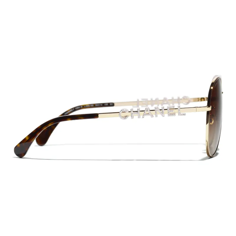 CHANEL Metal Aviator Sunglasses Unisex Gold-2
