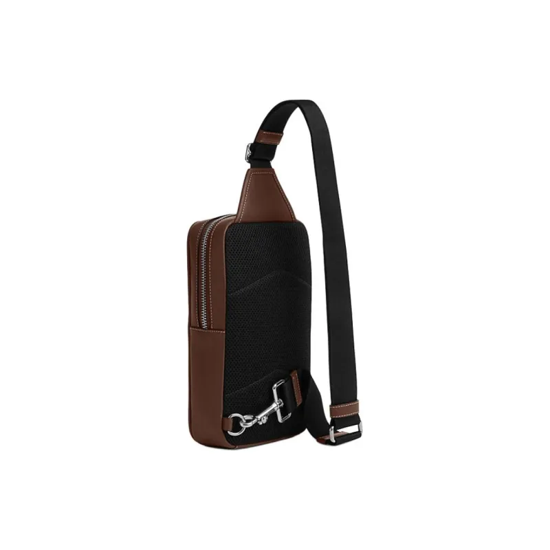 COACH Sullivan Cow Leather Fabric Artificial Leather Fanny Pack Sling Bags Small Size Unisex Brown-1