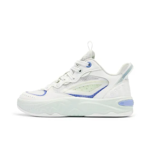 QIAODAN Basketball Shoes Women's Low-Top Jordan White Light Transparent Green