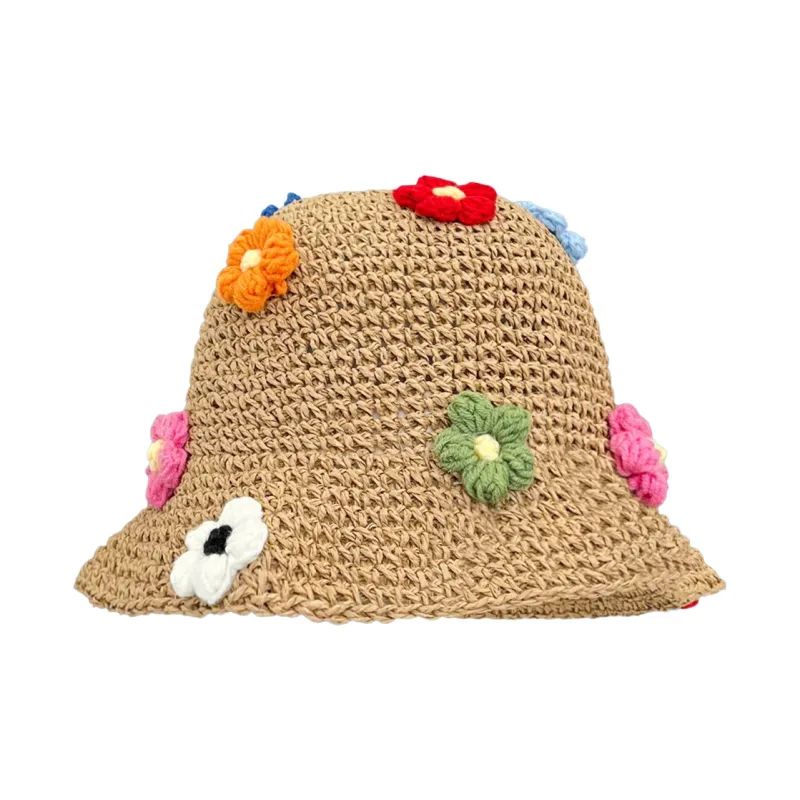 ZKY Straw Woven Bucket Hats Unisex-1