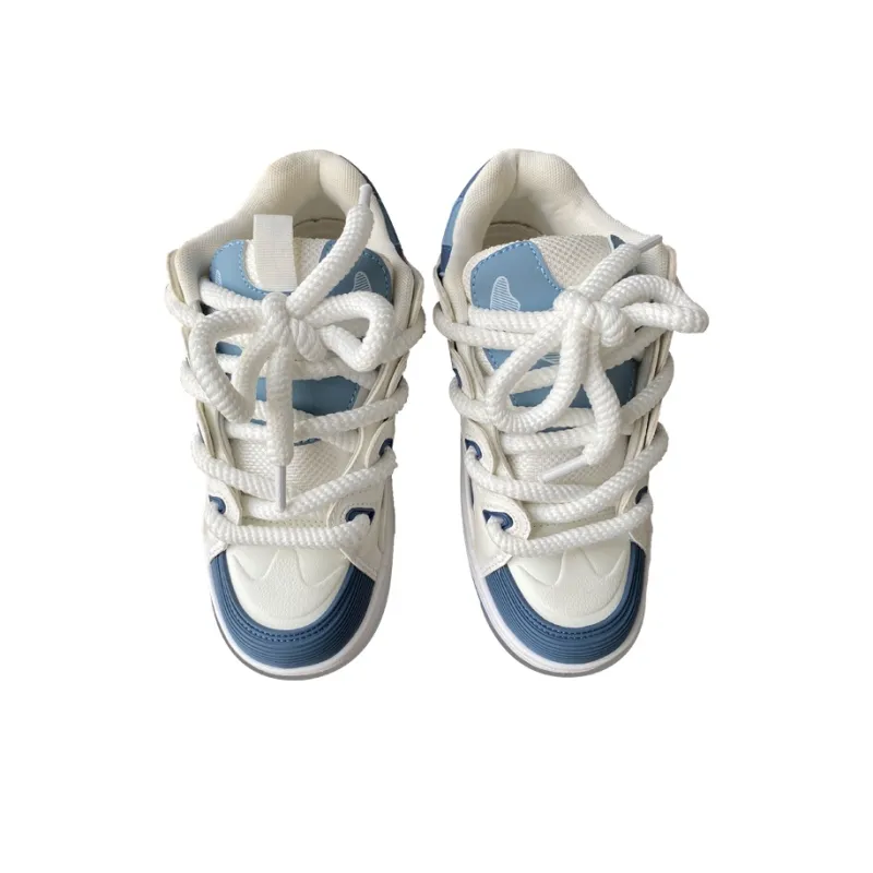 XLAIII Lightweight And Breathable Low Top Skateboard Shoes Unisex White Blue-2