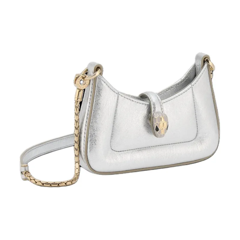 BVLGARI SERPENTI Calfskin Handbag Shoulder Bag Mini Women's Silver-1