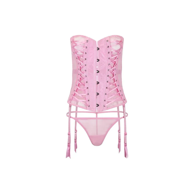 Victoria's Secret ADORE ME Nikita Corset Pink Underwear Set Women's Pink/Pink-0