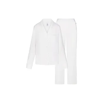 SKIMS SLEEP LONG SLEEVE BUTTON UP SET Pajama Set Women's SNOW/Snow