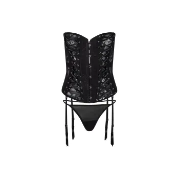 Victoria's Secret ADORE ME Nikita Corset Black Underwear Set Women's Black/Black