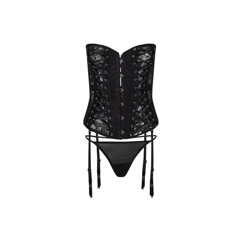 Victoria's Secret ADORE ME Nikita Corset Black Underwear Set Women's Black/Black-0