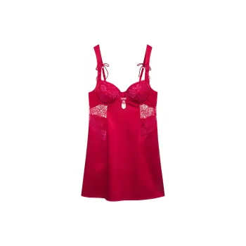 Victoria's Secret Cordelia Slip Dress Rosey Red Nightgown Women's Rose Red