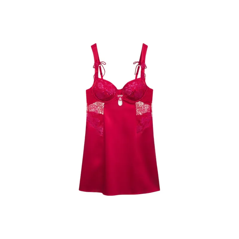 Victoria's Secret Cordelia Slip Dress Rosey Red Nightgown Women's Rose Red-0