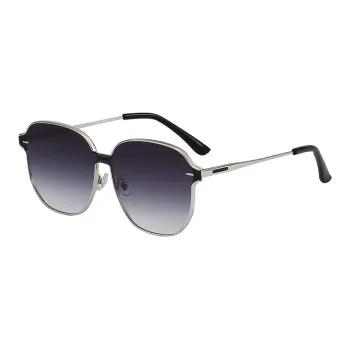 BSELEON Metal Irregular Shape Sunglasses Unisex Silver Black