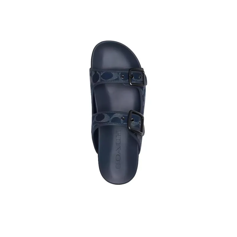 COACH Signature Chain Hobo Quiet Slide Slippers Men's Blue-3