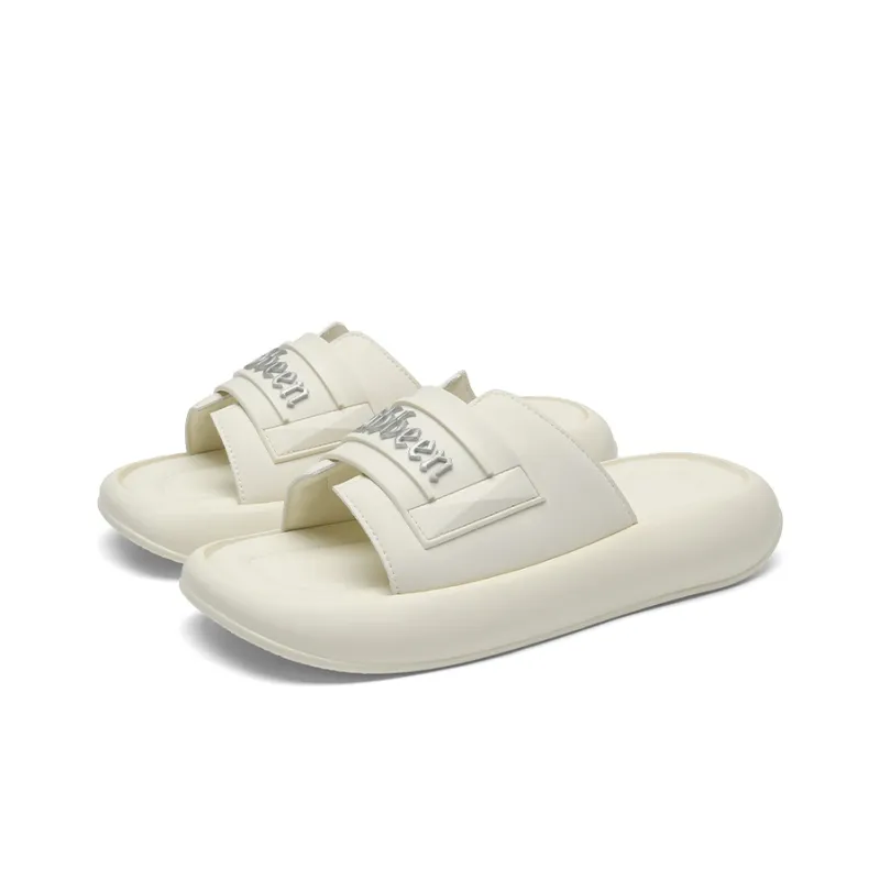 Cabbeen PU Polyurethane Cut-Out Slip-Resistant Slide Slippers Men's White-7