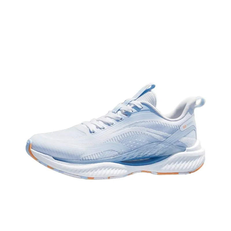 QIAODAN Breathable And Resilient Low Top Running Shoes Men's White Blue-0