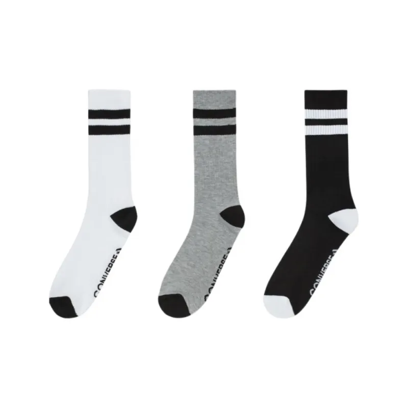 Converse 3 Pack Double Stripe Crew Socks-0