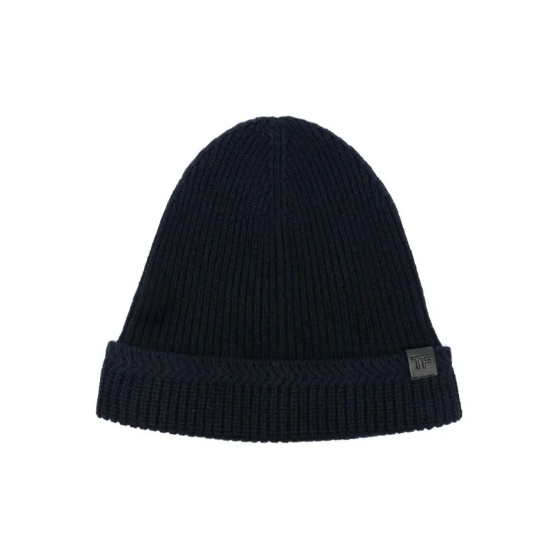 TOM FORD Logo-patch Ribbed-knit Beanie-0