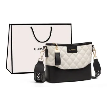 COMELY Cow Leather Shoulder Bag Crossbody Bag Regular Women's White & Black