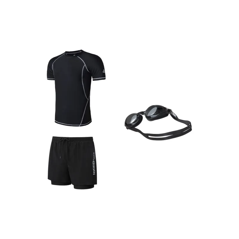 PEAK Swimming Sets Polyester Elastane Beach Surfing And Stimulating Drifting Men's Black-4