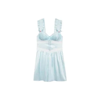 Victoria's Secret FOR LOVE & LEMONS Ellery Slip Dress/Light Blue Nightgown Women's Light Blue