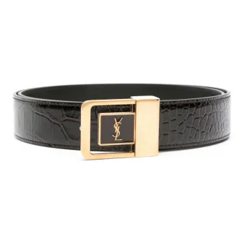 SAINT LAURENT La 66 Embossed-crocodile Belt