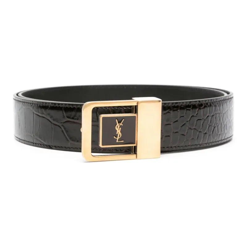 SAINT LAURENT La 66 Embossed-crocodile Belt-0