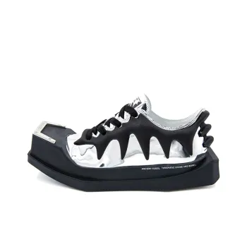 ANCIENT FOSSIL Anti Slip And Wear Resistant Height Increasing Low Top Stylish Skateboarding Shoes Unisex Black Silver