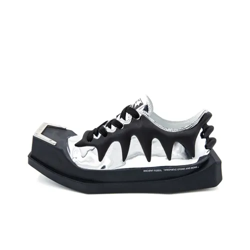 ANCIENT FOSSIL Skateboard Shoes Unisex Low-Top Black/Silver