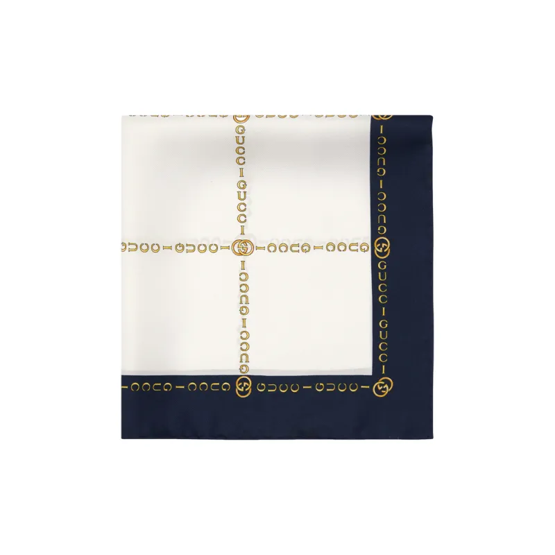 GUCCI Silk Silk Scarves Men's Blue-1