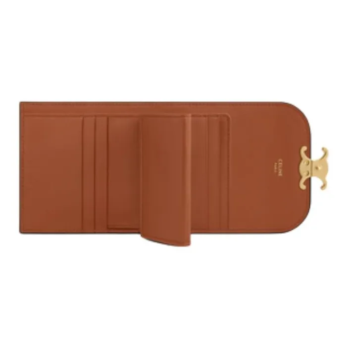 CELINE Triomphe Canvas With Leather Wallet Small Size Women's Leopard Print-3