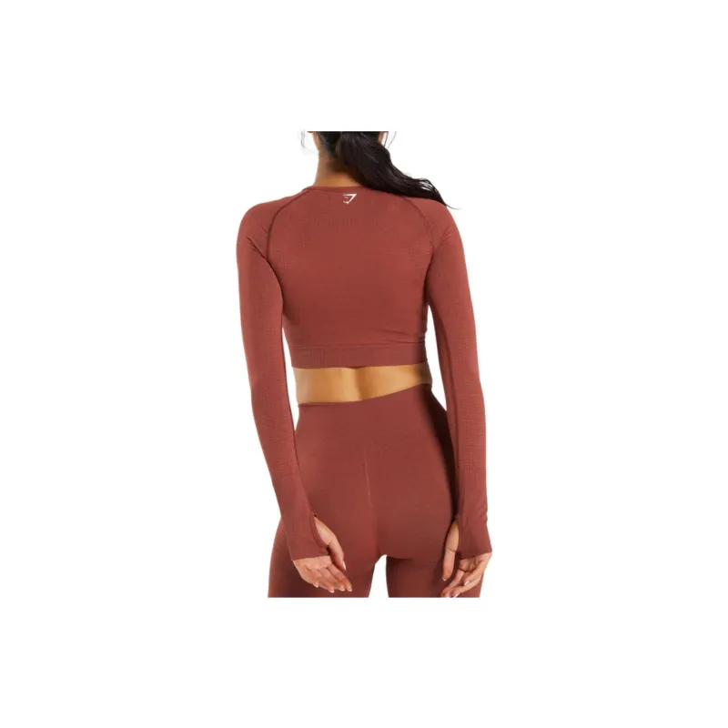 GYMSHARK T-Shirt Women's Brick Red Mudstone Gray-1