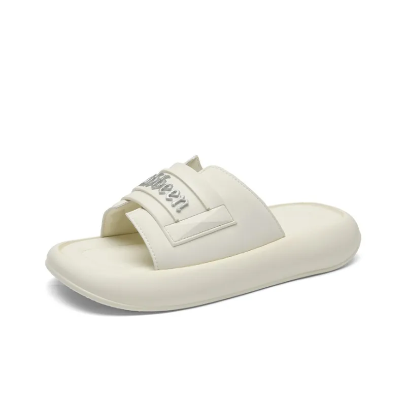 Cabbeen PU Polyurethane Cut-Out Slip-Resistant Slide Slippers Men's White-6