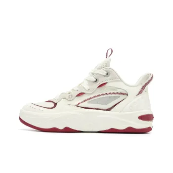 QIAODAN Cushioning Anti Slip And Wear Resistant Low Top Basketball Shoes Women's Ivory Preppy Red