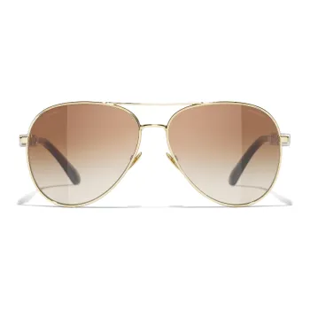 CHANEL Metal Aviator Sunglasses Unisex Gold