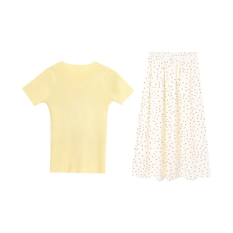 DEDY Two Piece Skirt Sets Women's T Shirt+Skirt-1