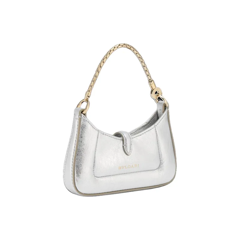 BVLGARI SERPENTI Calfskin Handbag Shoulder Bag Mini Women's Silver-2