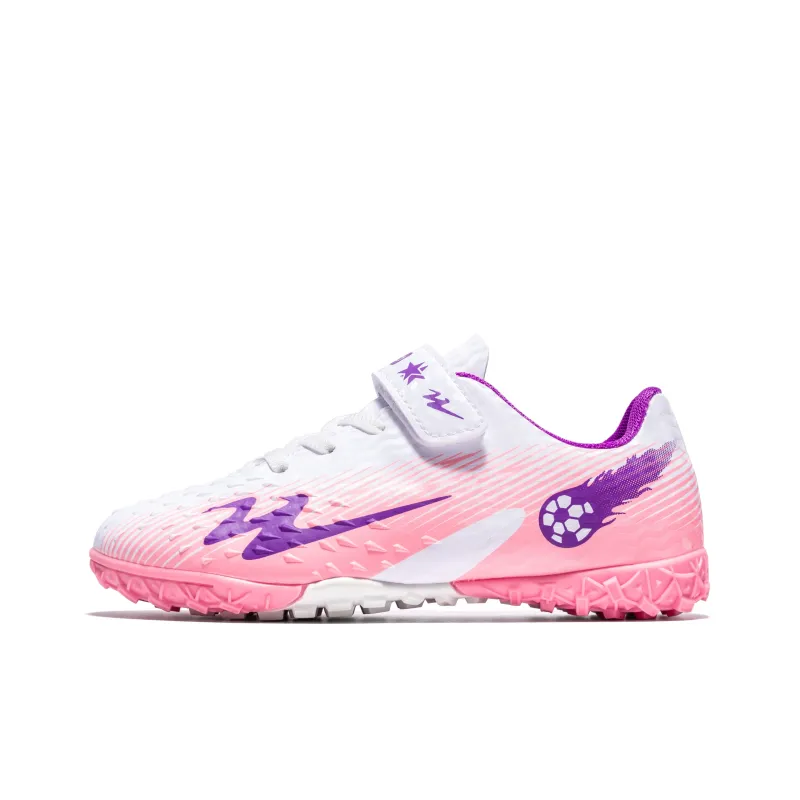 DOUBLE STAR 88 Slip Resistant Cushioning Soccer Shoes Unisex White Purple Pink-0