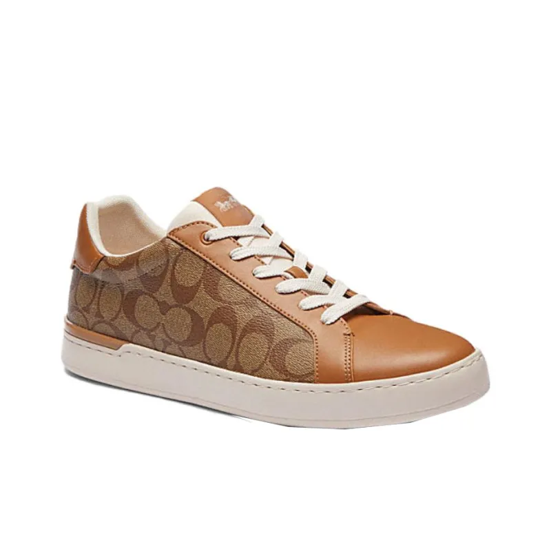 COACH Clip Low Top Skateboard Shoes Men's Khaki/Light Khaki-2