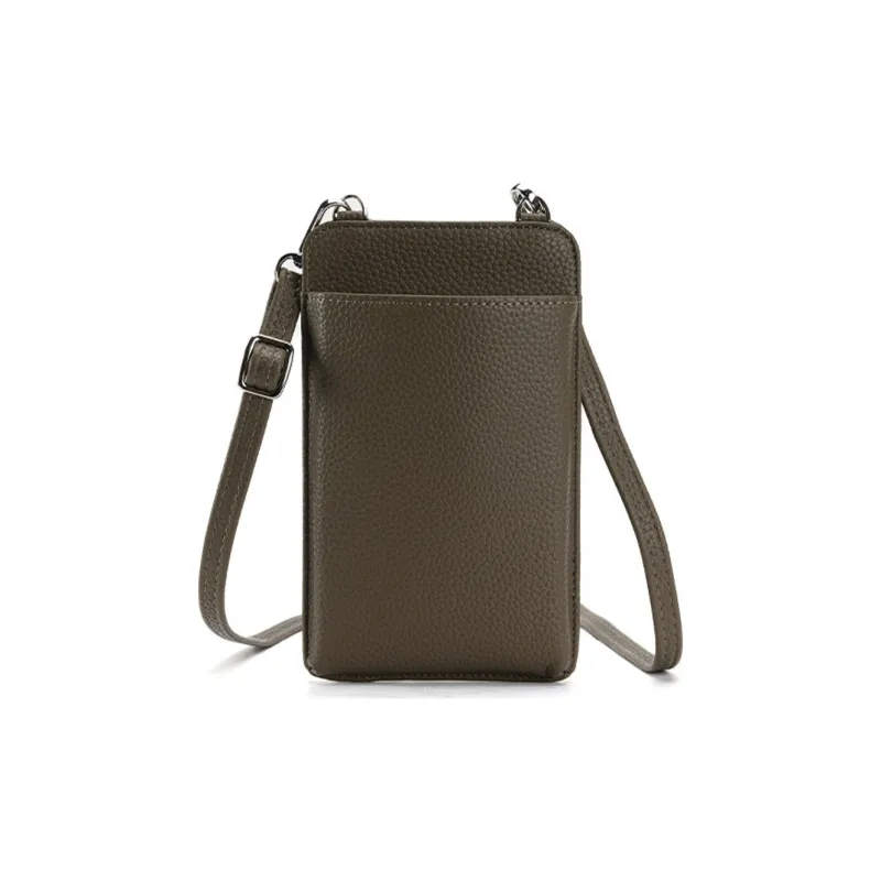 HAWA Pu Cell Phone Pouch Shoulder Bag Crossbody Bag Small Size Women's Green/Black/Gray/Apricot/Coffee/Ecru-7