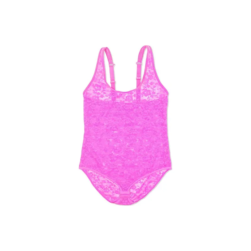 Victoria's Secret CURVY COUTURE No Show Lace Bodysuit Flirt Bodysuits Women's Pink-0