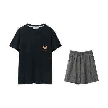 Huggy Kissy Pajama Set Men's Texture Black