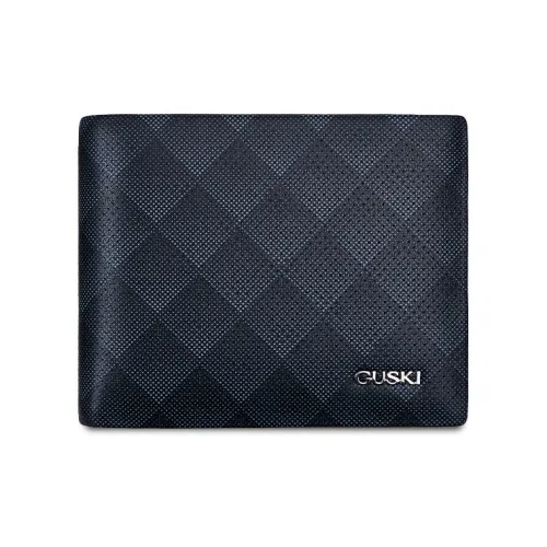 GUSKI Top Grain Cow Leather Wallet, Casual Coin Purse, Wallet Regular Men's Black