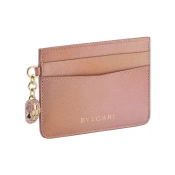 BVLGARI Serpenti Forever Series Goatskin Card Holder Women's Pink