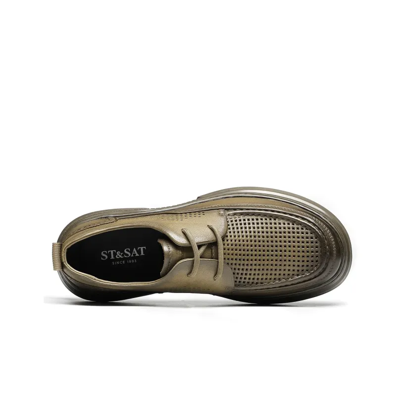 ST&SAT Dress Shoes Casual Business Men's Black Khaki-7