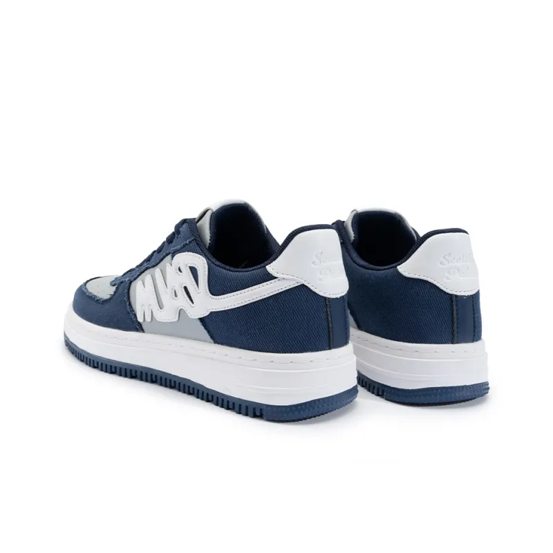 Seattle Palm Anti Slip Wear Resistant Low Top Skateboard Shoes Unisex Denim Blue-6