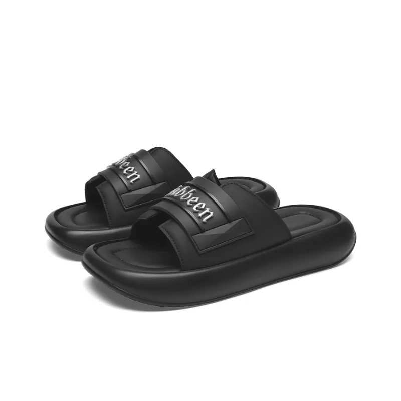 Cabbeen PU Polyurethane Cut-Out Slip-Resistant Slide Slippers Men's White-2