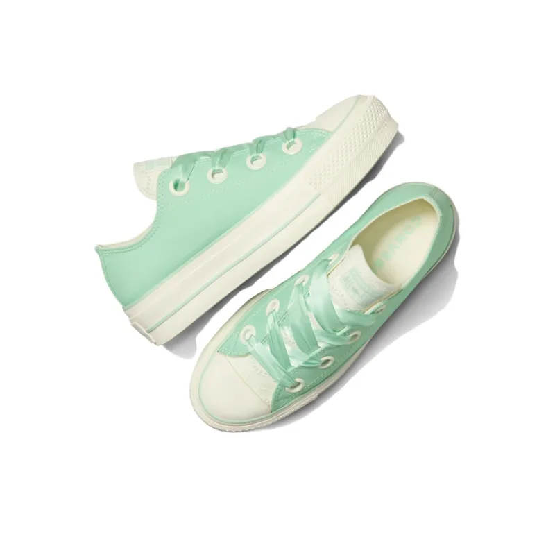 Converse All Star Lift Durable Breathable Low Top Skateboard Shoes Women's Green-3