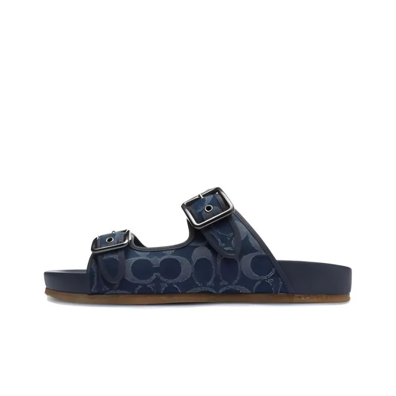 COACH Signature Chain Hobo Quiet Slide Slippers Men's Blue-0
