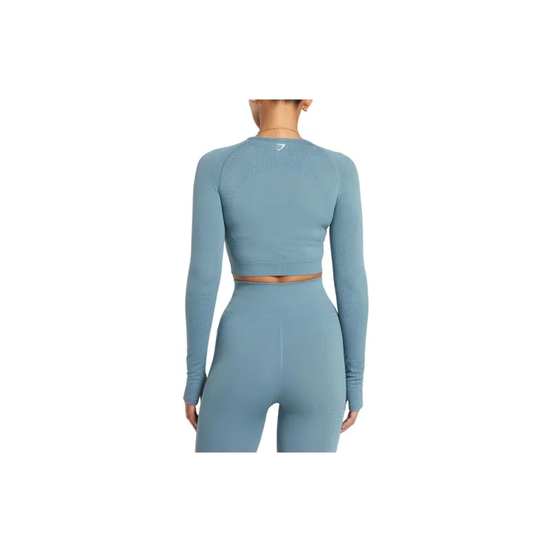GYMSHARK T Shirt Women's Faded Blue Mudstone Gray-1