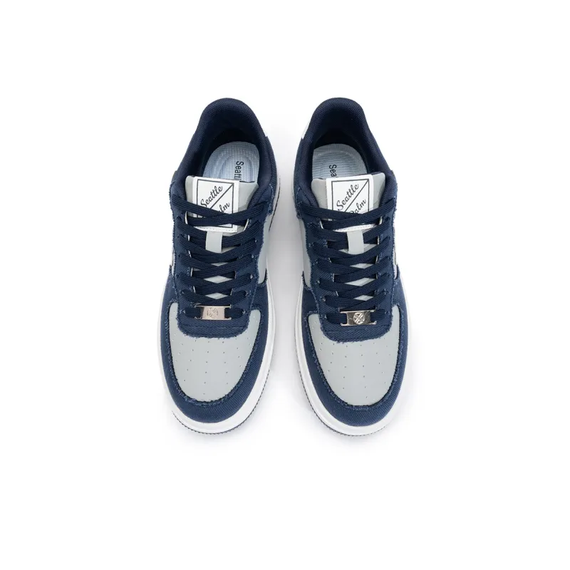Seattle Palm Anti Slip Wear Resistant Low Top Skateboard Shoes Unisex Denim Blue-5