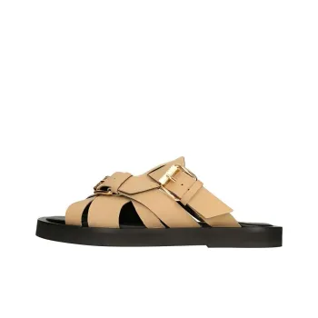 MOSCHINO Buckled Suede Slides